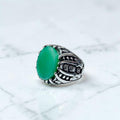 Chevalière ac07 green stone
