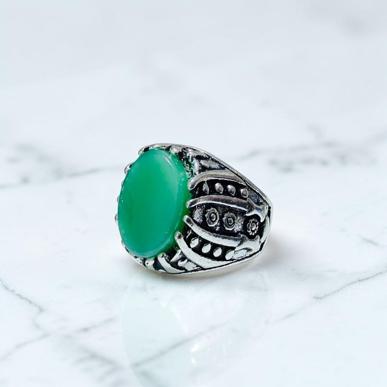 Chevalière ac07 green stone