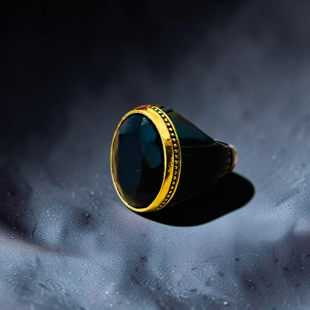 Chevalière zircon noire