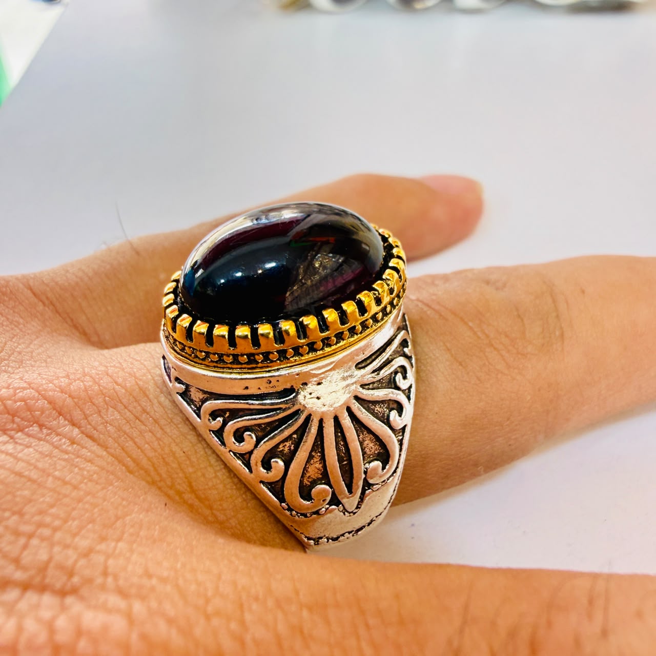 Chevalière zircon inox